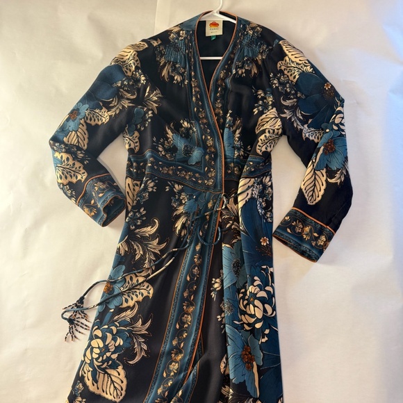 Farm Rio Blossom Tapestry Long Sleeve Wrap Dress - Picture 3 of 7